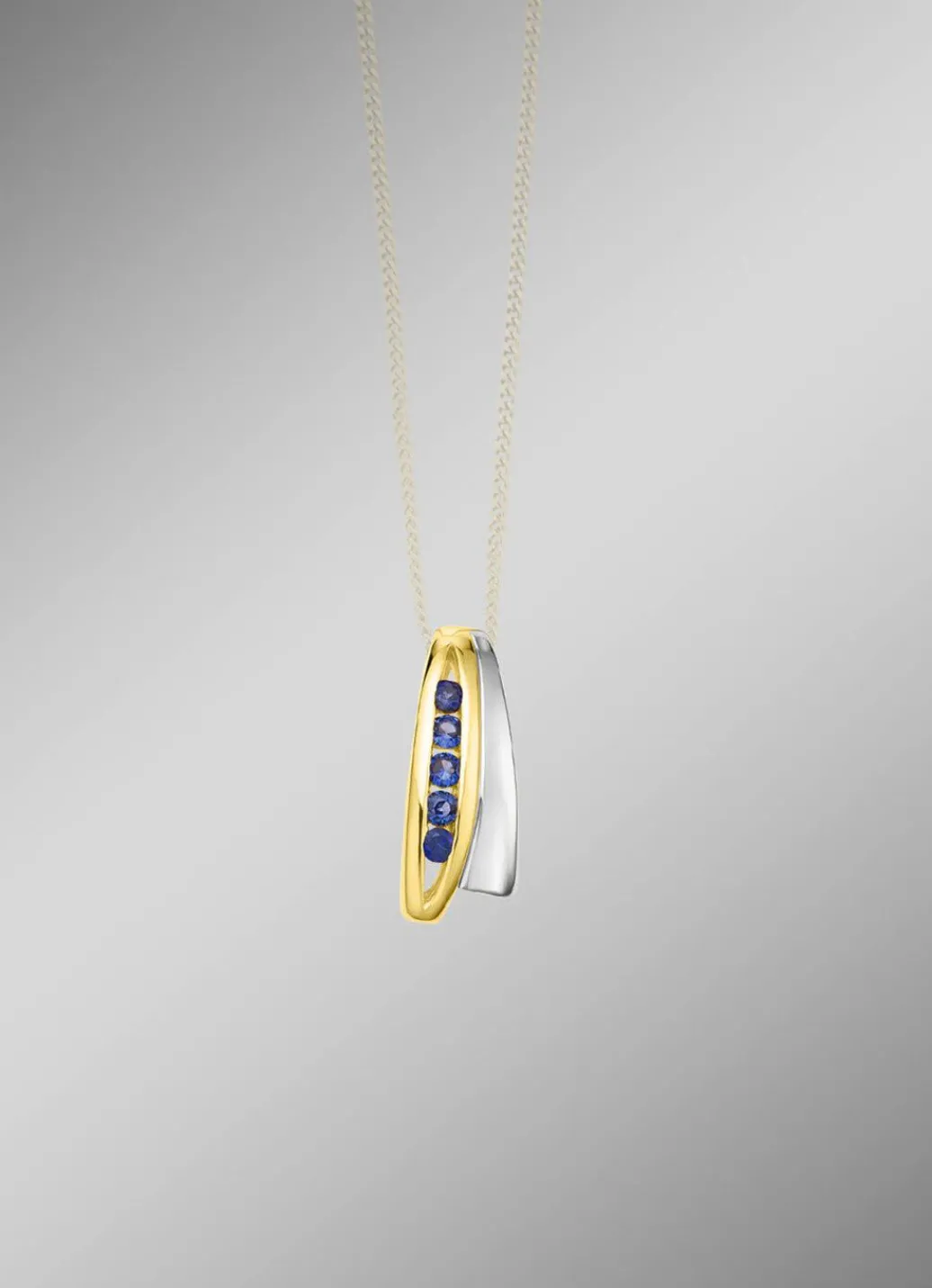 Outlet Anhänger in Bicolor mit synth. Safir Damen Anhänger