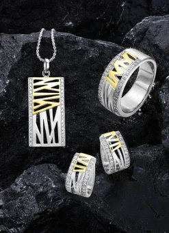 Hot Anhänger in Bicolor mit synth. Zirkonia Damen Anhänger