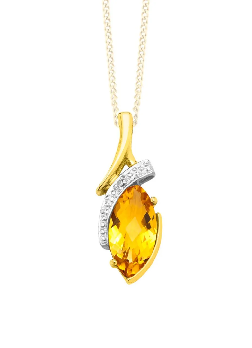 Outlet Anhänger mit echt Citrin und Diamant Damen Anhänger