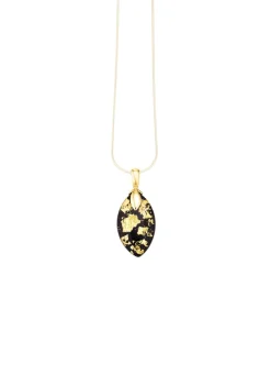 Outlet Anhänger mit Onyx, beh. und Bergkristall mit Blattgold-Triplette Damen Anhänger