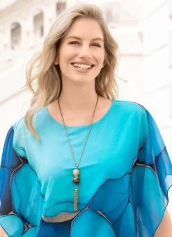 Outlet Anhänger mit Tigerauge-Kugel Damen Modeschmuck|Halsketten