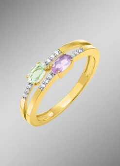 Attraktiver Blickfang: Damenring mit synth. Zirkonia und Glassteinen Damen Ringe