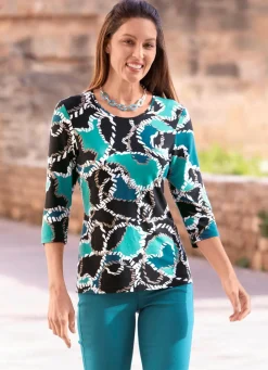 Damen Mona Kurzarm<Ausdrucksvolles Shirt mit Allover-Dessin