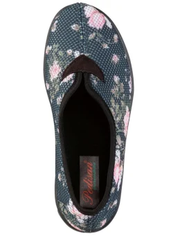 Clearance Bequeme Damen-Hausschuhe, Weite H, aus floral bedrucktem Meshmaterial Damen Hausschuhe