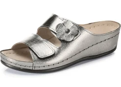 Clearance Bequeme Damen-Pantoletten, Weite G, mit Lederblüte Damen Pantoletten