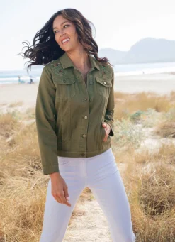 Damen Mona Übergangsjacken|Blusenjacken<Bestickte Jeansjacke