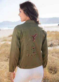 Damen Mona Übergangsjacken|Blusenjacken<Bestickte Jeansjacke