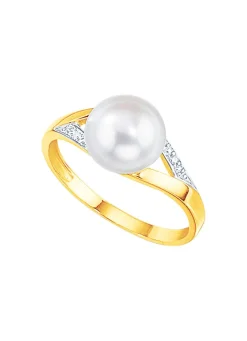 Outlet Bezaubernder Damenring mit Brillanten und Süßwasser-Zuchtperle Damen Ringe
