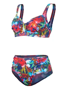 Damen Mona Bikinis<Bikini mit herausnehmbaren Softschalen, Zierschlaufe und Druckdessin allover