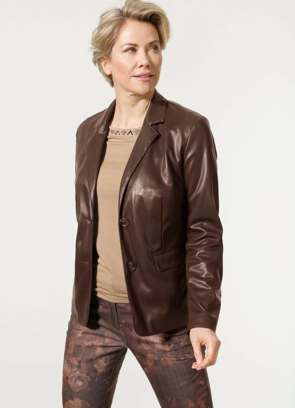 Damen Mona Lederimitatjacken|Blazer<Blazer aus Nappaleder-Imitat