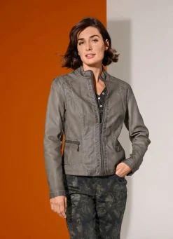 Damen Mona Lederimitatjacken<Blazer mit dezenter Nietenzer