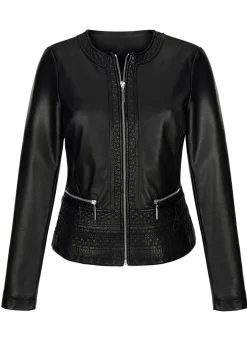 Damen Mona Übergangsjacken|Lederimitatjacken<Blazer mit toniger Stickerei