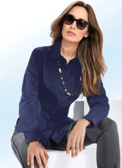 Damen Mona Basics<Bluse mit Hemdkragen