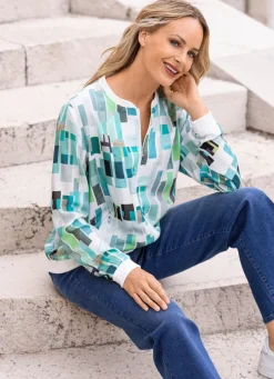 Damen Mona Blusenjacken<Blusenjacke mit dekorativem Rippenstrick