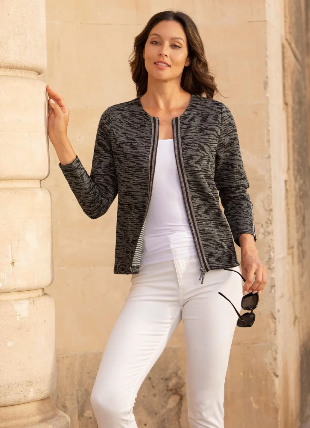 Damen Mona Blusenjacken<Blusenjacke mit Glanz-Besatz