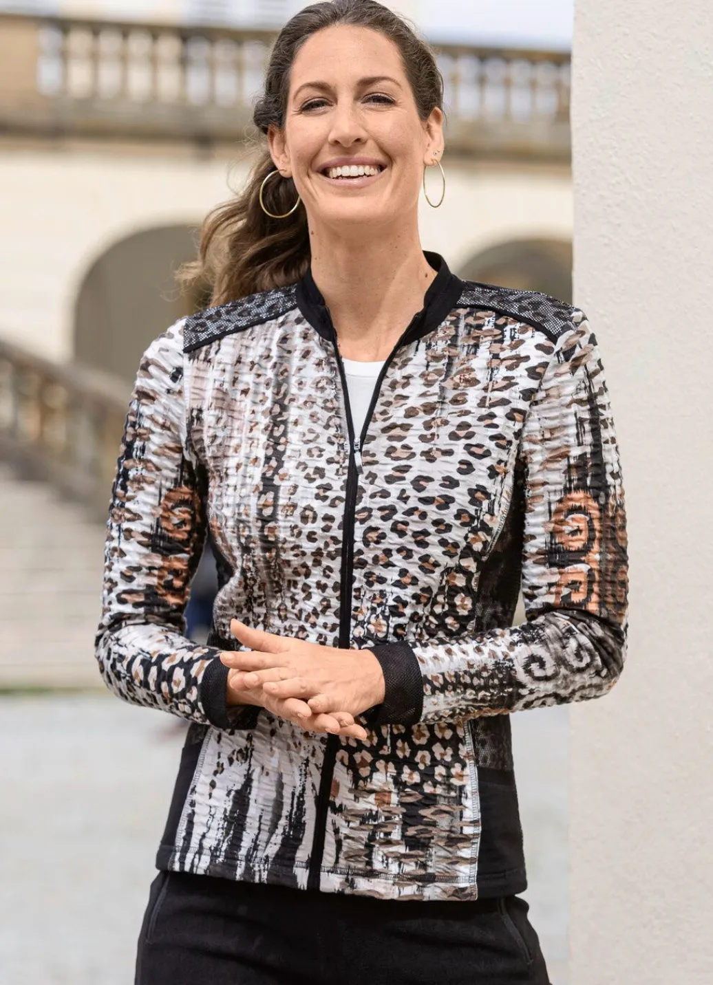 Damen Mona Blusenjacken<Blusenjacke mit Netztüll