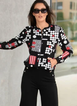 Damen Mona Blusenjacken<Blusenjacke mit Rippenstrick