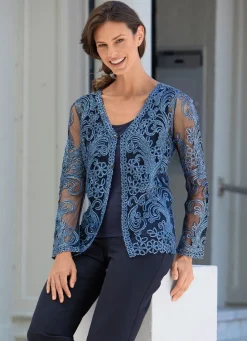 Damen Mona Abendmode<Blusenjacke mit Schmuckknöpfen