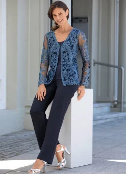 Damen Mona Abendmode<Blusenjacke mit Schmuckknöpfen