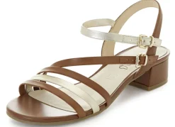 Clearance Caprice Sandalette aus teilweise metallisiertem Nappaleder Damen Sandalen