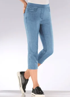 Damen Mona Shorts|Schlupfhosen<Caprijeans mit Strasssteinchenzier