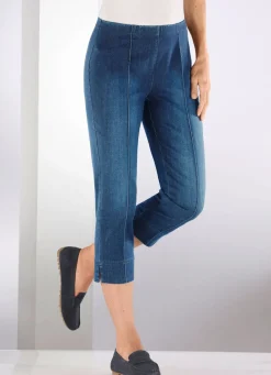 Damen Mona Schlupfhosen|Jeans<Capri-Jeans mit streckenden Biesen