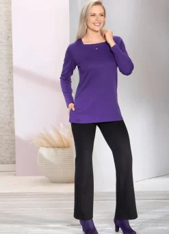 Charmantes Sweatshirt mit Blende in 2 Farben Damen Langarm