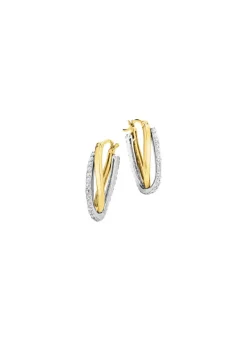 Outlet Creolen in Bicolor mit synth. Zirkonia Damen Ohrschmuck