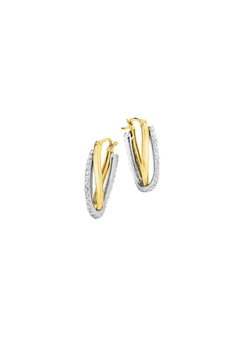 Outlet Creolen in Bicolor mit synth. Zirkonia Damen Ohrschmuck