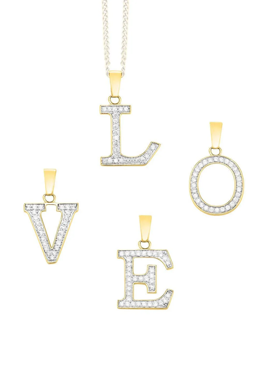 Clearance Damen-Buchstabenanhänger aus 375er Gold mit Zirkonia Damen Anhänger
