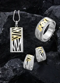 Clearance Damenring in Bicolor mit synth. Zirkonia Damen Ringe