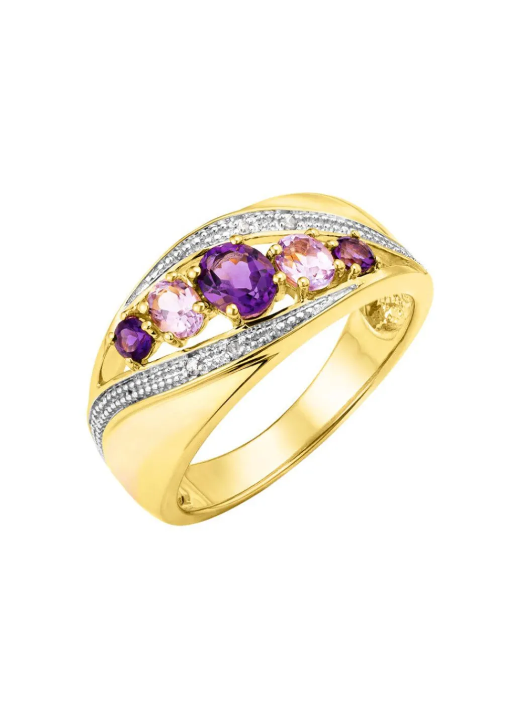New Damenring mit Amethyst und Zirkonia Damen Ringe