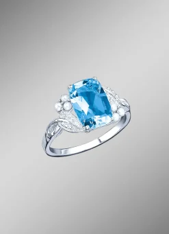 Hot Damenring mit Blautopas, beh., und Süßwasser-Zuchtperlen Damen Ringe