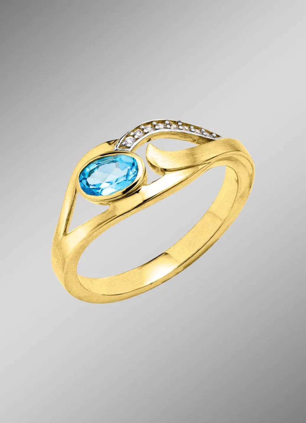 Damen Mona Ringe<Damenring mit Blautopas und Zirkonia