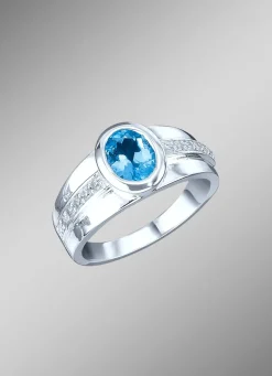 Discount Damenring mit Blautopas und synth. Zirkonia Damen Ringe