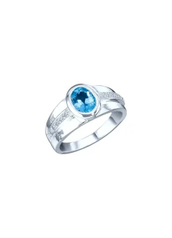 Discount Damenring mit Blautopas und synth. Zirkonia Damen Ringe