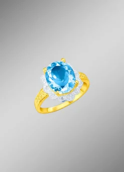 Damenring mit Blautopas und Diamanten Damen Ringe