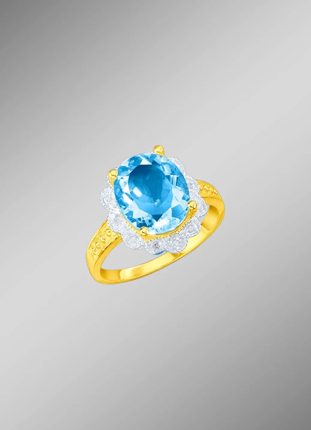 Damenring mit Blautopas und Diamanten Damen Ringe