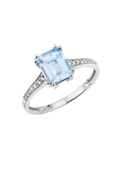 New Damenring mit Brillanten und Blautopas Damen Ringe