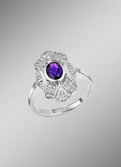 Damenring mit echt Amethyst und echt Weißtopas Damen Ringe