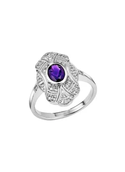 Damenring mit echt Amethyst und echt Weißtopas Damen Ringe