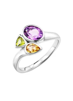 Clearance Damenring mit echt Amethyst, echt Citrin und echt Peridot Damen Ringe