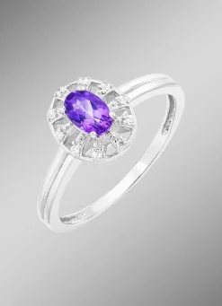 Best Damenring mit echt Amethyst und synth. Zirkonia Damen Ringe