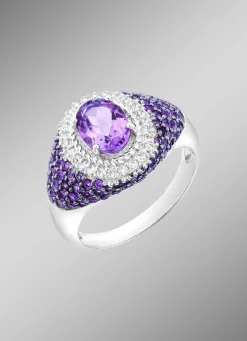 Best Damenring mit echt Amethyst und echt Weißtopas Damen Ringe