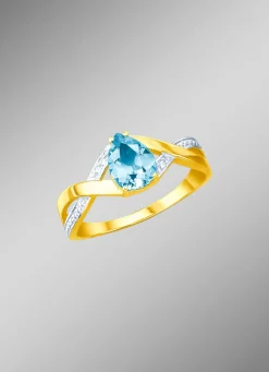 Online Damenring mit echt Blautopas und Brillanten Damen Ringe