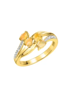 Online Damenring mit echt Feueropal und 2 Diamanten Damen Ringe