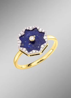 Clearance Damenring mit echt Lapislazuli, Brillanten und Diamanten Damen Ringe
