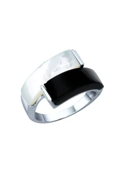 Outlet Damenring mit echt Onyx und echt Perlmutt Damen Ringe