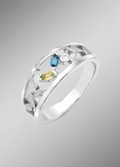 Hot Damenring mit echt Peridot, Blautopas, beh., und synth. Zirkonia Damen Ringe