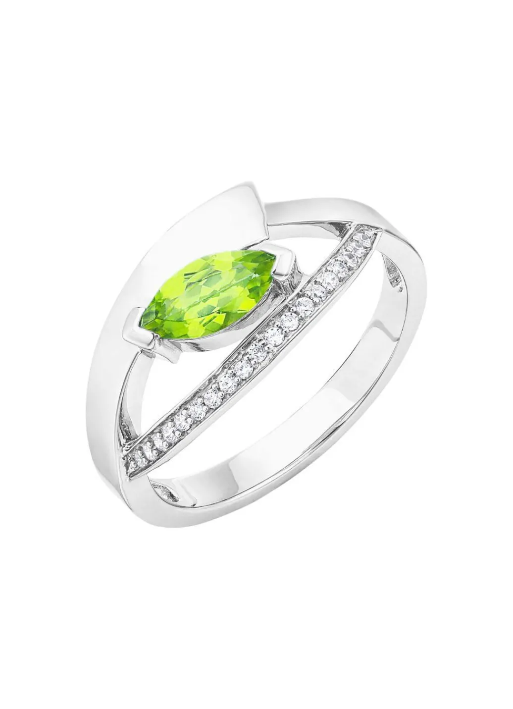 New Damenring mit echt Peridot und synth. Zirkonia Damen Ringe